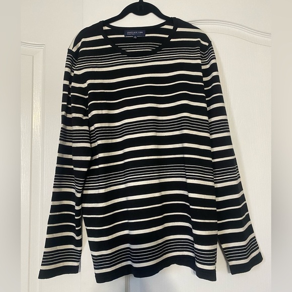Jones New York Black and White Striped Long Sleeve Sweater Women’s Size 2X - Picture 1 of 2